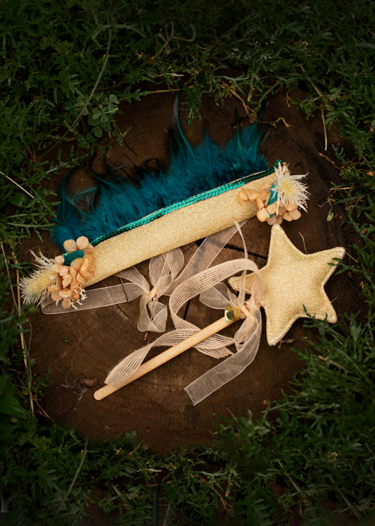 Feather Crown & Wand - Green