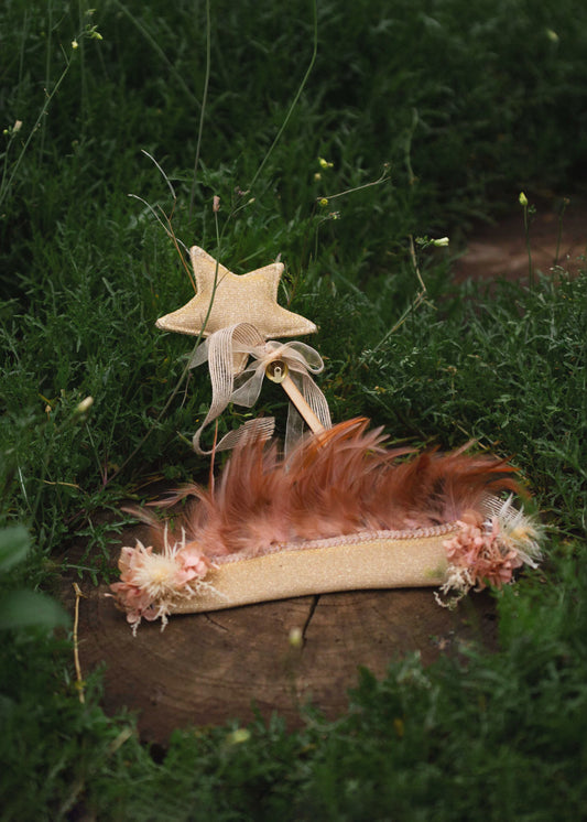 Feather Crown & Wand - Blush